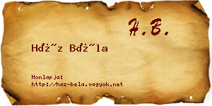 Ház Béla névjegykártya